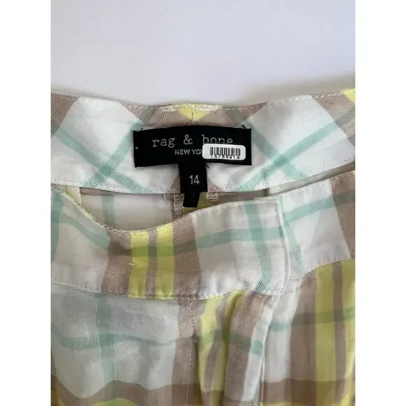 Rag & Bone Yellow Ivy Plaid High-Waisted Retro Cotton Shorts Size 2 - Picture 4 of 8